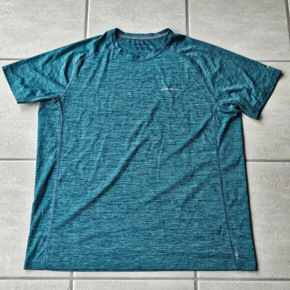 Mens Eddie Bauer Motion Free Dry Active Shirt Tall Extra Large TXL Green Teal - Picture 1 of 2